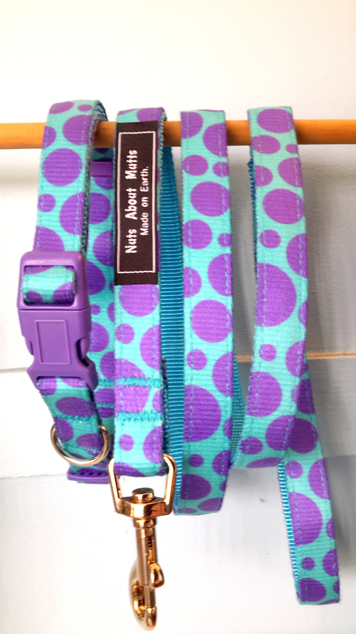 Sully inspired dog collar set  purple polka
